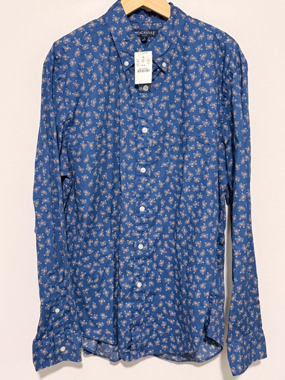 J.Crew Mercantile Flex Blue Paisley Shirt L NWT